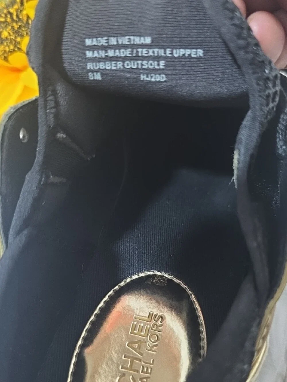 Michael Kors Black, Gold & White Lace-Up Mesh Sneakers